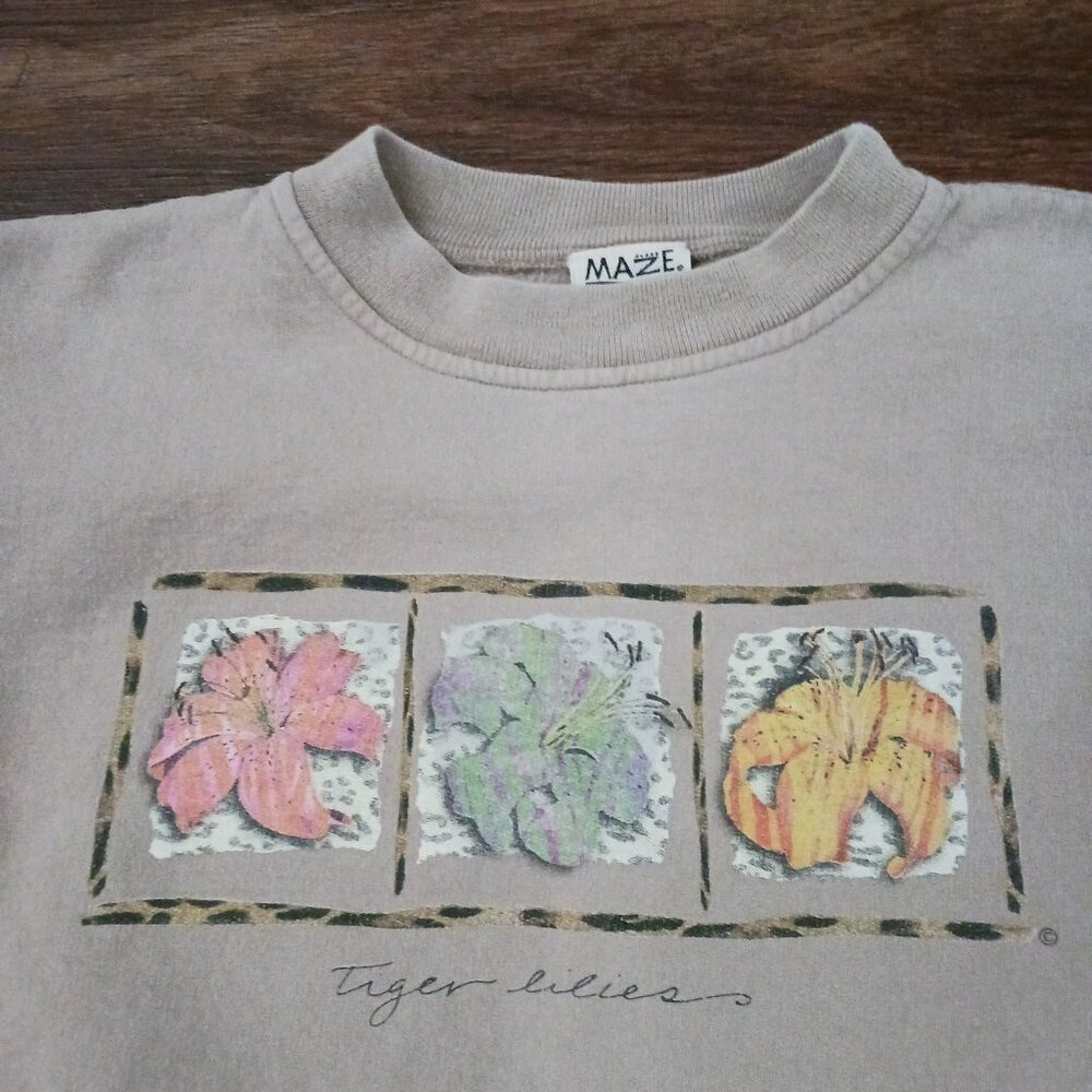 Vintage Tiger Lilies MAZE Sweatshirt Size Medium M Women's